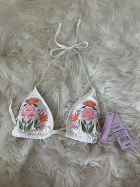 NWT Wild fable White Floral Embroidered Triangle Bikini Top